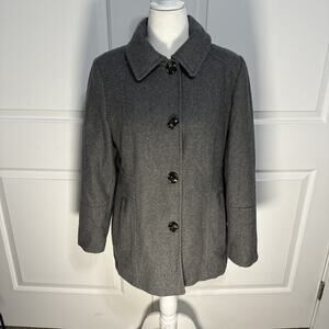 London Fog Women Long Sleeve Pea Coat Jacket w Pockets Gray Size M